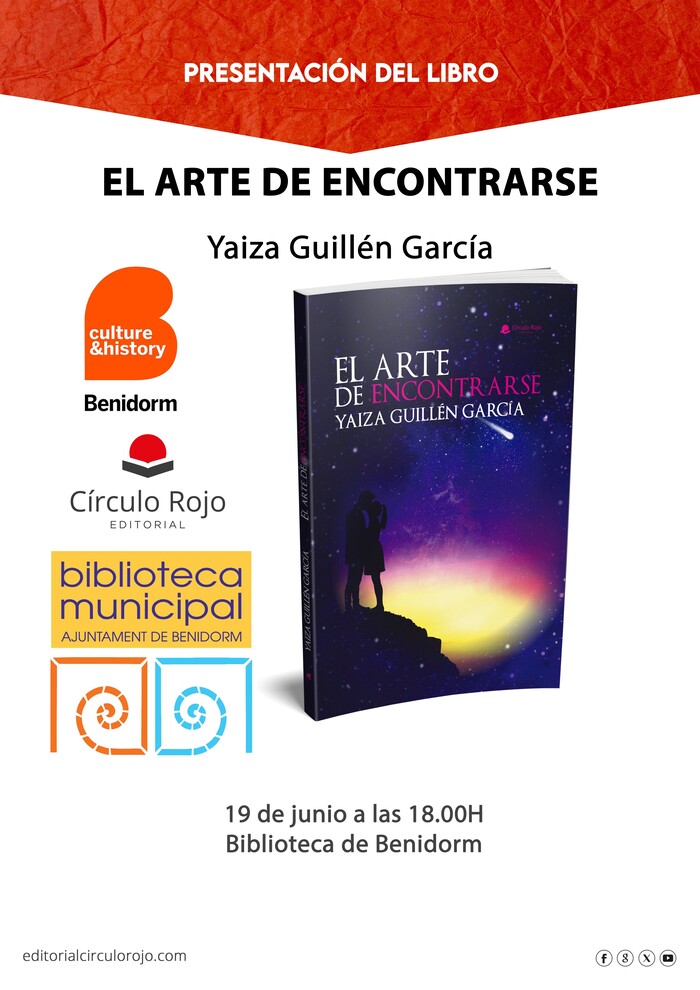 Cartel de la Presentación del libro "El arte de encontrarse" en la Biblioteca de Benidorm